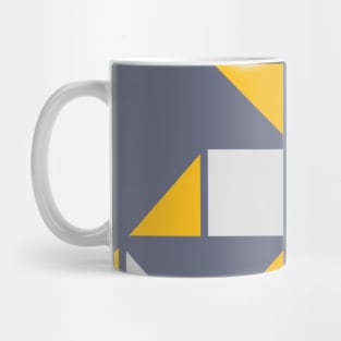 Geometric Pattern in Mustard Yellow and Grey Mug